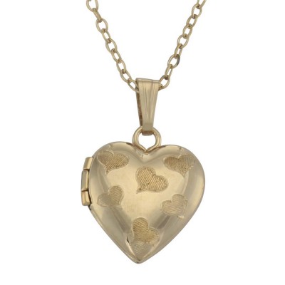 14K Gold Filled Heart Design Childrens Locket w/ 15 Inch Chain Made In USA - MMGF-617-A