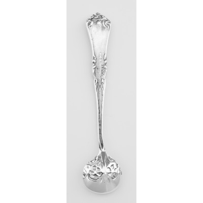 Vintage Style Floral Rose Design Sterling Silver Master Salt Spoon - MS-12