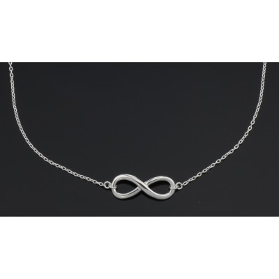 Beautiful Infinity Necklace with Adjustable Chain in Fine Sterling Silver - N-33