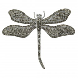 Marcasite Dragonfly Pin with Moving Wings - Sterling Silver Marcasite Dragonfly Pin with Moving Wings - Sterling Silver