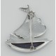 Sailboat Pin - Lapis / Marcasite - Sterling Silver - P-167