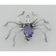 Amethyst Spider Pin or Brooch - Sterling Silver - P-3242