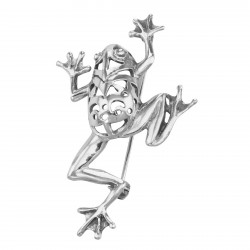Frog Pin - Tree Frog Brooch - Sterling Silver