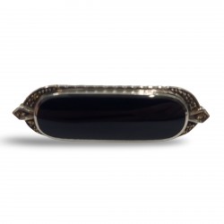 Fine Bead Set Marcasite Black Onyx Pin or Brooch - Sterling Silver Fine Bead Set Marcasite Black Onyx Pin or Brooch - Sterling Silver