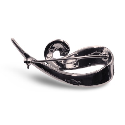 Fine Bead Set Marcasite Simple Swirly Pin or Brooch - Sterling Silver Art Nouveau Style - PM-117 Fine Bead Set Marcasite Simple Swirly Pin or Brooch - Sterling Silver Art Nouveau Style - PM-117