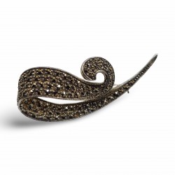 Fine Bead Set Marcasite Simple Swirly Pin or Brooch - Sterling Silver Art Nouveau Style Fine Bead Set Marcasite Simple Swirly Pin or Brooch - Sterling Silver Art Nouveau Style
