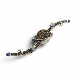 Fine Bead Set Marcasite Cosmic Saturn Pin or Brooch with MOP - Sterling Silver Fine Bead Set Marcasite Cosmic Saturn Pin or Brooch with MOP - Sterling Silver