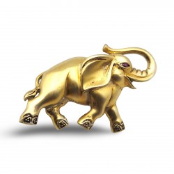 Sterling Silver Gold Vermeil Elephant Pin or Brooch with Marcasites and Ruby Eye Sterling Silver Gold Vermeil Elephant Pin or Brooch with Marcasites and Ruby Eye