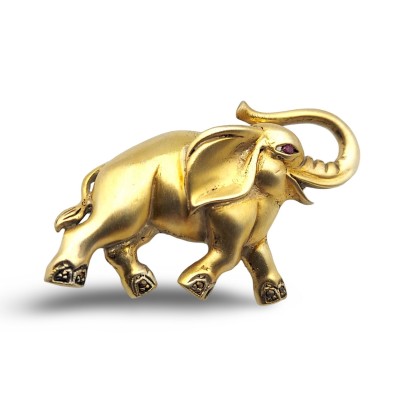 Sterling Silver Gold Vermeil Elephant Pin or Brooch with Marcasites and Ruby Eye - PM-528