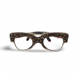 Fine Bead Set Marcasite Eyeglasses Pin or Brooch - Sterling Silver Fine Bead Set Marcasite Eyeglasses Pin or Brooch - Sterling Silver