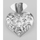 Victorian Style Repousse Heart Vase Pin - Sterling Silver - PX-8022