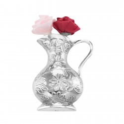 Antique Style Floral Pitcher Vase Pin - Sterling Silver