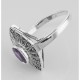 Lovely 1/2 Carat Genuine Amethyst and Marcasite Ring - Sterling Silver - R-391