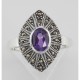 Lovely 1/2 Carat Genuine Amethyst and Marcasite Ring - Sterling Silver - R-391