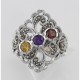 Antique Style Marcasite Multi-Stone Ring - Sterling Silver - R-407