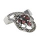 Antique Style Genuine Red Garnet and Marcasite Ring - Sterling Silver - R-605-G