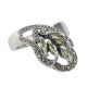 Antique Style Genuine Peridot Ring Marcasite Accents - Sterling Silver - R-605-P