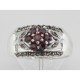 Floral Design Red Garnet Ring with Marcasite accents - Sterling Silver - R-607