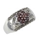 Floral Design Red Garnet Ring with Marcasite accents - Sterling Silver - R-607