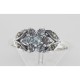 Beautiful Blue Topaz Marcasite Ring - Flower Design - Sterling Silver - R-608-BT
