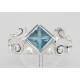 Stunning Genuine Princess Cut Blue Topaz Ring - Sterling Silver - R-765