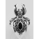 Black Onyx Spider Poison Ring Hidden Compartment - Sterling Silver - R-8722