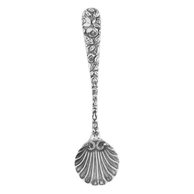 ss734 - Vintage Shell Style Sterling Silver Salt Spoon - SS-734