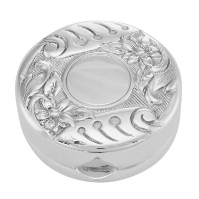 Sterling Silver Floral Engravable Pillbox - Made in USA - TX-303-4
