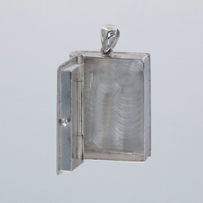 Sterling Silver Book Pillbox - Etched - X-6443