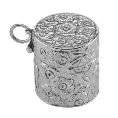 Victorian Style Floral Sewing Thimble Case in Fine Sterling Silver - X-105