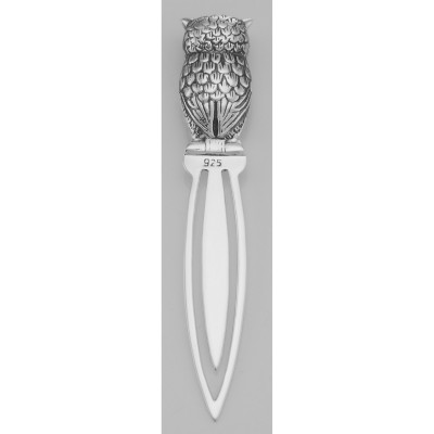 Highly Detailed Owl Bookmark in Fine Sterling Silver - X-207