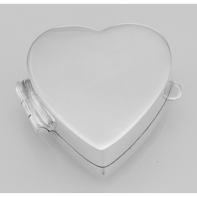 Victorian Style Heart Shaped Keepsakes / Pill Box / Pillbox - Sterling Silver - X-256