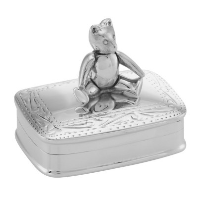 Cute Teddy Bear Box for Baby in Fine Sterling Silver - X-301