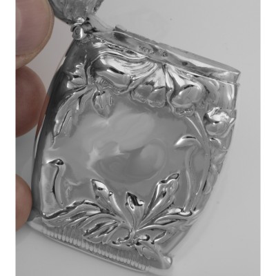 Art Nouveau Style Repousse Floral Match Safe Holder Vesta Case Sterling Silver - X-32