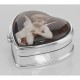 Sterling Silver Heart PillBox w/ Cherub Porcelain Top - X-35