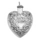 Large Antique Style Heart Perfume Bottle Pendant - Sterling Silver - X-6118