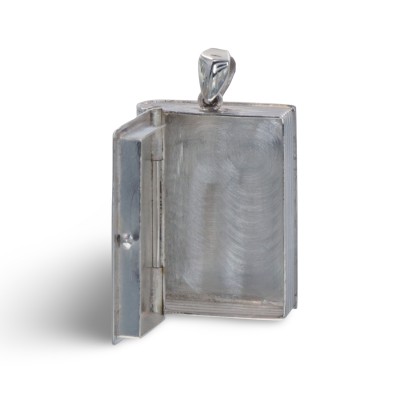 Sterling Silver Book Pillbox - Etched - X-6443