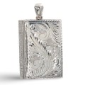 Sterling Silver Book Pillbox - Etched